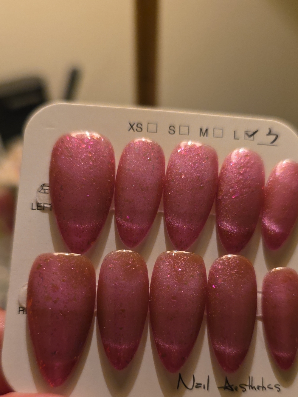 Pink Sparkle Press-On Nails Size Large